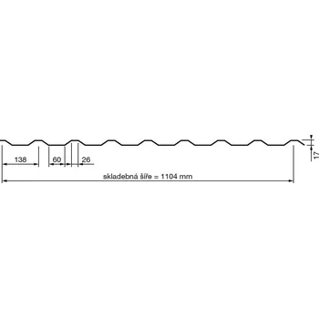Plech Lindab - trapéz T-18 polyes 0,5mm, r.š.1104mm RAL9002