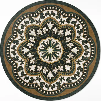 Koberec Vinylový Kulatý Koberec do kuchyně do koupelny ⌀ 80 cm Centrální rostlinný vzor