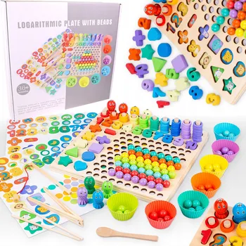 Puzzle DŘEVĚNÉ STAVEBNICE SKLÁDAČKA TŘÍDIČ puzzle LOVENÍ RYBIČEK VZDĚLÁVACÍ mozaika