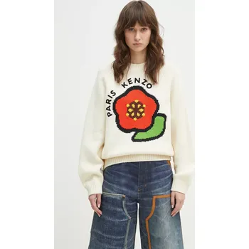 Dámský svetr Vlněný svetr Kenzo Pop dámský, béžová barva, hřejivý, FF52PU7043LA.02, L, 01X