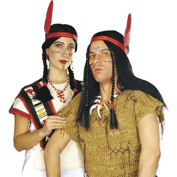 Karnevalová paruka Paruka indiánská s copy - dámská