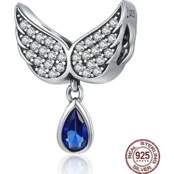 Korálek Prosperk Korálek stříbrný na náramek křídla modrý zirkon S2036