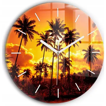 Hodiny Moderní skleněné nástěnné hodiny Thajsko pláž Klong Prao kulatý průměr 30 cm
