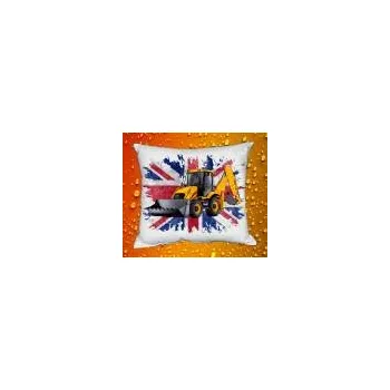 Povlak na polštářek Povlak na polštářek se stavebním strojem JCB 3CX