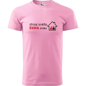 Pánské tričko DOBRÝ TRIKO Pánské tričko s potiskem Všude dobře Velikost: 3XL, Barva: Růžová