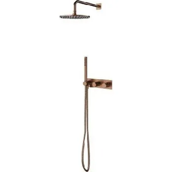 Sprchový set OMNIRES Contour - Sprchový set s baterií pod omítku, s tělesem, průměr 25 cm, kartáčovaná měď SYSCT10CPB