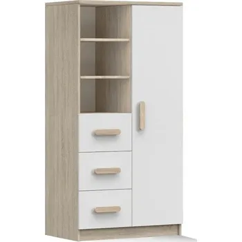 Knihovna Regál 80 3S1D SMYK III - 05, Dub Sonoma/Bílá/Sonoma