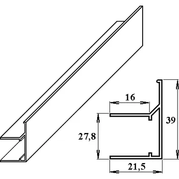 Stavební profil AL ukončovací/okrajový U/F-profil 25mm/2100mm