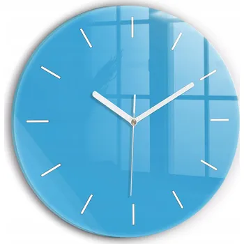 Hodiny Nástěnné hodiny z tvrzeného skla s tichým plynulým mechanismem, modré, průměr 30 cm