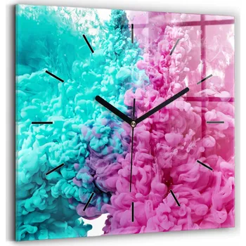 Hodiny Skleněné nástěnné hodiny do kanceláře s motivem moderního umění – skvrny 30x30 cm