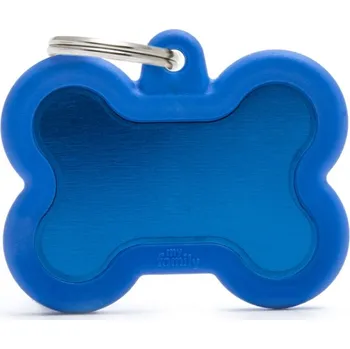 psí známka MY FAMILY BLUE BONE ALU BLUE RUBBER