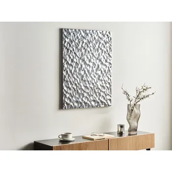 Nástěnná dekorace kovová stříbrná železná závěsná obdélníková stěna doplněk glamour styl Beliani