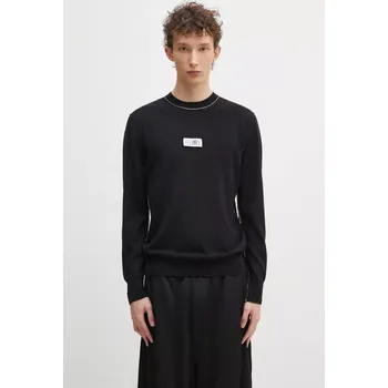Pánský svetr Vlněný svetr MM6 Maison Margiela pánský, černá barva, lehký, SH0HL0017, XL, 99X