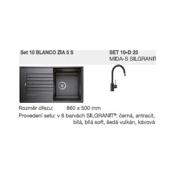 Granitový dřez Blanco SET 10-D 25 ZIA 5 S bílá + MIDA-S bílá + 5 % sleva v košíku s kódem SLEVA5