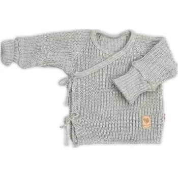 Kojenecké oblečení Baby Nellys Kojenecký svetřík, rostoucí, na zavazování na boku - šedý, 62/68