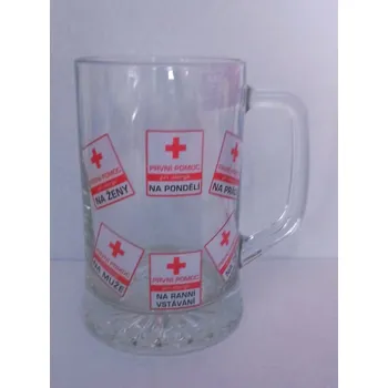 Žertovný předmět Půllitr skleněný - První pomoc - 0,5l