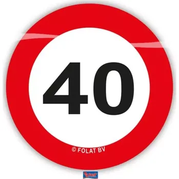 Žertovný předmět Konfety na stůl XL Dopravní značka 40 let - 48 ks