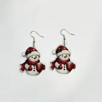 Karnevalový doplněk Náušnice sněhulák červený