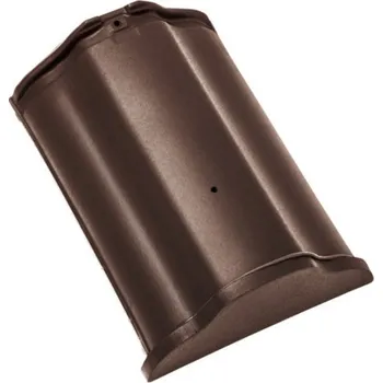 pálená krytina Bramac - keramický drážkový hřebenáč koncový, tmavohnědá glazura