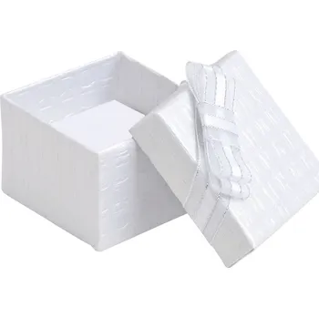 Dárková krabička B-TOP Papírová dárková krabička na šperky se skládanou mašlí 5 x 5 cm - bílá