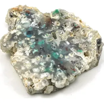 Drahý kámen Plátek chalcedonu s chryzokolem a mědí