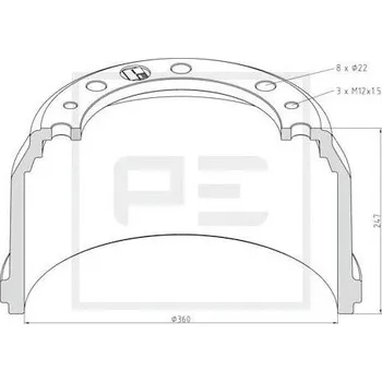 Brzdový buben Brzdový buben PE Automotive 036.420-00A