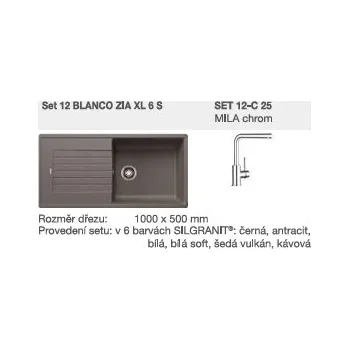 Kuchyňský dřez Blanco SET 12-C 25 ZIA XL 6 S šedá vulkán + MILA chrom + 5 % sleva v košíku s kódem SLEVA5