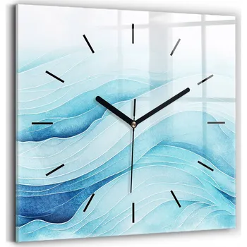 Hodiny Minimalistické skleněné nástěnné hodiny S Potiskem Modré oblaky 30x30 cm