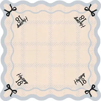 Papírový ubrousek Papírové ubrousky krémové s mašličkou Happy 18, 12 ks