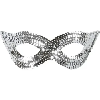 Karnevalová maska Škraboška stříbrná flitrová