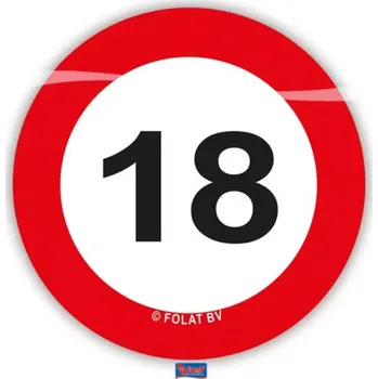 Žertovný předmět Konfety na stůl XL Dopravní značka 18 let - 48 ks