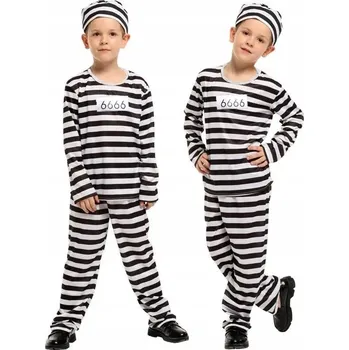 Karnevalový kostým Vězeň Odsouzenec Proužkovaný Kostým KOSTÝM na Halloween Karneval Párty 134 / 140