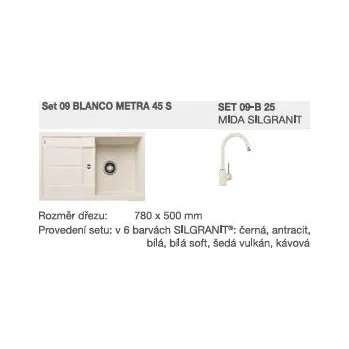 Granitový dřez Blanco SET 09-B 25 Metra 45 S černá + MIDA černá + 5 % sleva v košíku s kódem SLEVA5