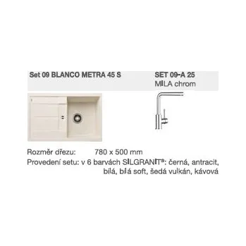 Granitový dřez Blanco SET 09-A 25 Metra 45 S káva + MILA chrom + 5 % sleva v košíku s kódem SLEVA5