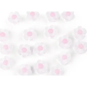 Dětské navlékací korálky Plastové korálky květ matný Ø13 mm, malé, 2 růžová nejsv.