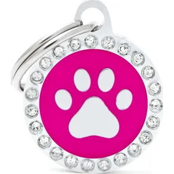psí známka MY FAMILY SMALL FUCHSIA CIRCLE PAW GLAM