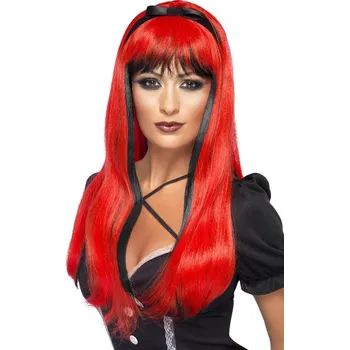 Karnevalová paruka Paruka čarodějnice červenočerná