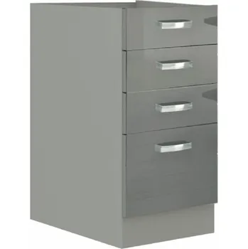 Obývací stěna Skříňka dolní, šedý extra vysoký lesk/šedá, PRADO 40 D 4S BB