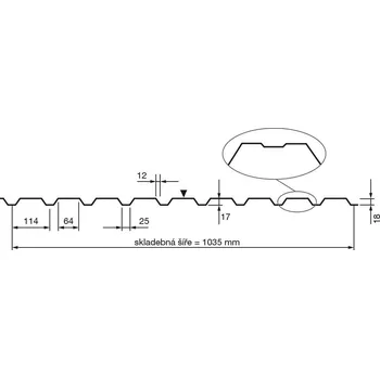 Střecha Lindab - trapéz LTP20 0,6mm polyester, tmavě červená RAL3009