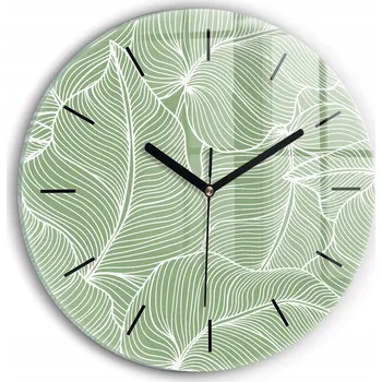 Hodiny Dekorativní nástěnné hodiny s krásnou grafikou Listy příroda vzor kulatý průměr 30 cm