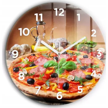 Hodiny Skleněné nástěnné hodiny Kulinářské Srdce Itálie bílé ručičky kulatý průměr 60 cm