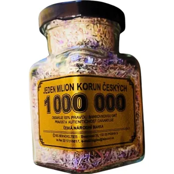 Žertovný předmět ptakoviny.cz Milion korun - rozdrcené bankovky