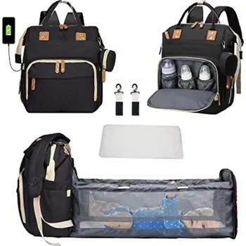 Přebalovací taška Multifunkční přebalovací batoh na kočárek pro maminky s postýlkou Barvy: černá