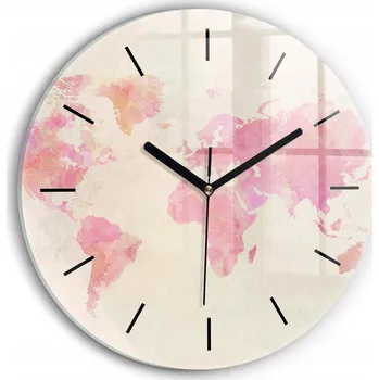 Hodiny Dekorativní nástěnné hodiny s krásnou grafikou Akvarelová mapa světa kulatý průměr 30 cm