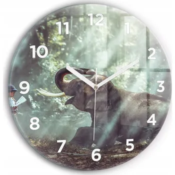 Hodiny Moderní skleněné hodiny s grafikou na zeď Chlapeček čte knihu fi30 cm