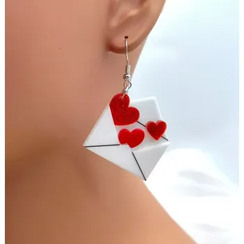 Svatební dekorace Náušnice psaníčka se srdíčky