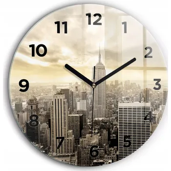 Hodiny Foto hodiny nástěnné Mrakodrap v New Yorku černé ručičky kulatý průměr 60 cm