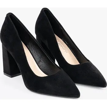 Dámské lodičky Černé semišové lodičky na sloupku, podpatek 8,5 cm PB216B/B Velikost: 37