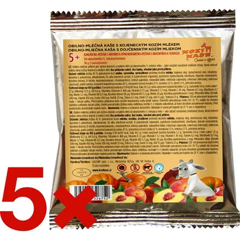 Kozí kaše kukuřično-rýžová s broskví 5 porcí příkrm na cesty