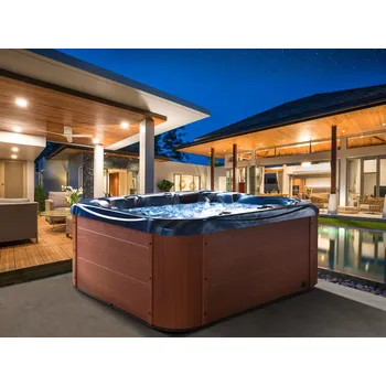 Vířivka Zahradní vířivá vana modrá akrylátová 200 x 200 cm 31 trysek šedý hliníkový rám vířivka s LED a vyhříváním Beliani